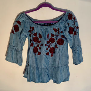 Off the Shoulder embroidered Blouse- NWT